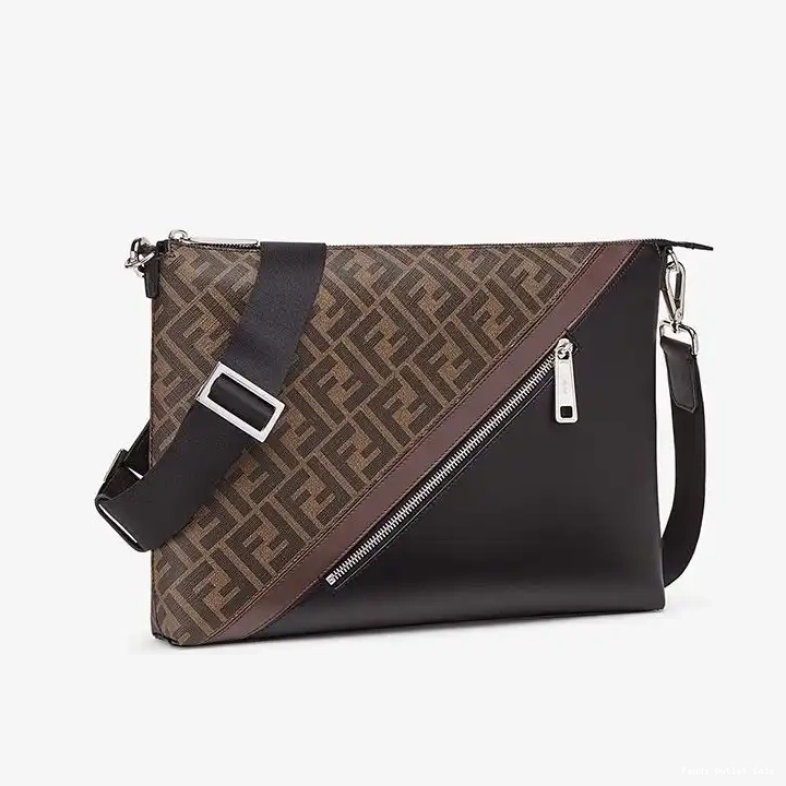 Cheap Fendi Motif FF Fabric Slim In Brown Messenger Bag 0615